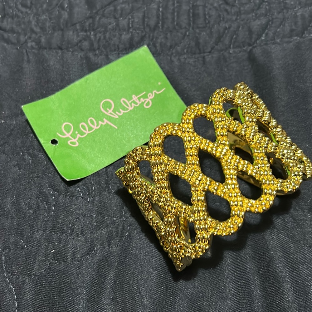 Gold Lilly Pulitzer lattice cuff bracelet
